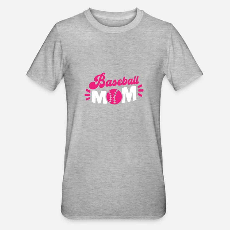 Baseball Mutter Baseball Mom - Unisex Polycotton T-Shirt - Grau meliert