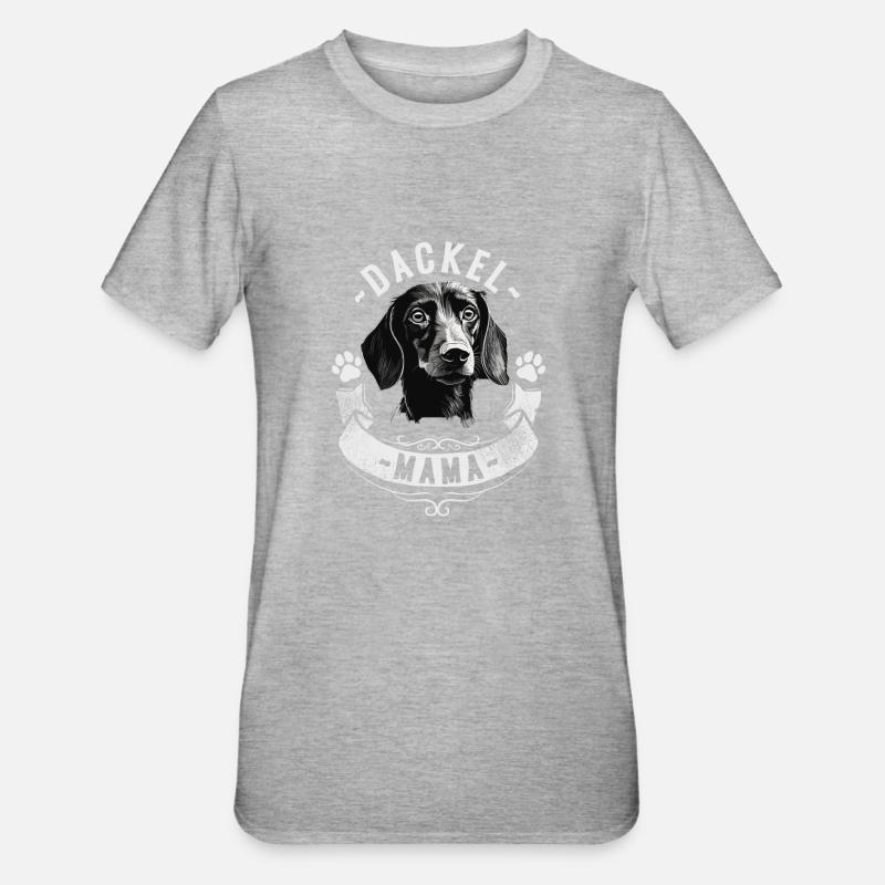 Teckel Maman - T-shirt polycoton Unisexe - gris chiné