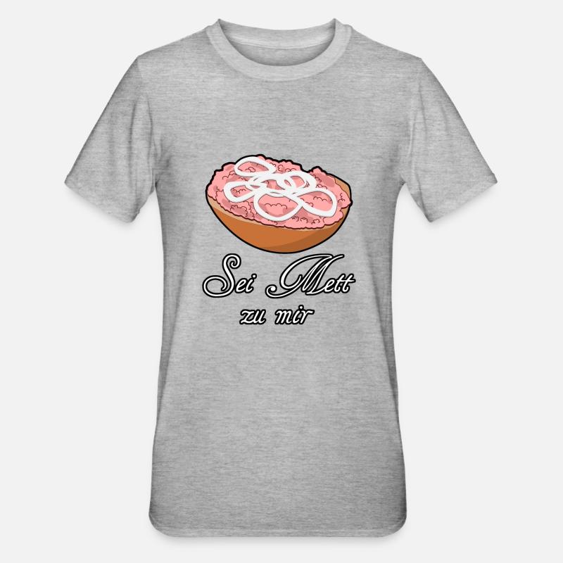 Mettbrötchen Hackfleisch Mett Hack - Unisex Polycotton T-Shirt - Grau meliert