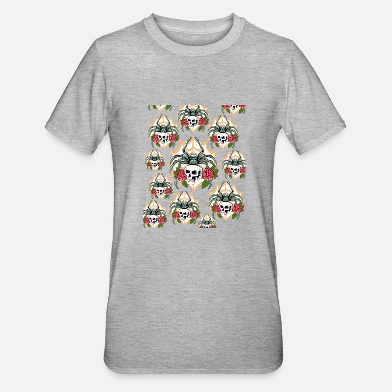 Tarantula With Skull pattern - Unisex Polycotton T-Shirt - heather grey