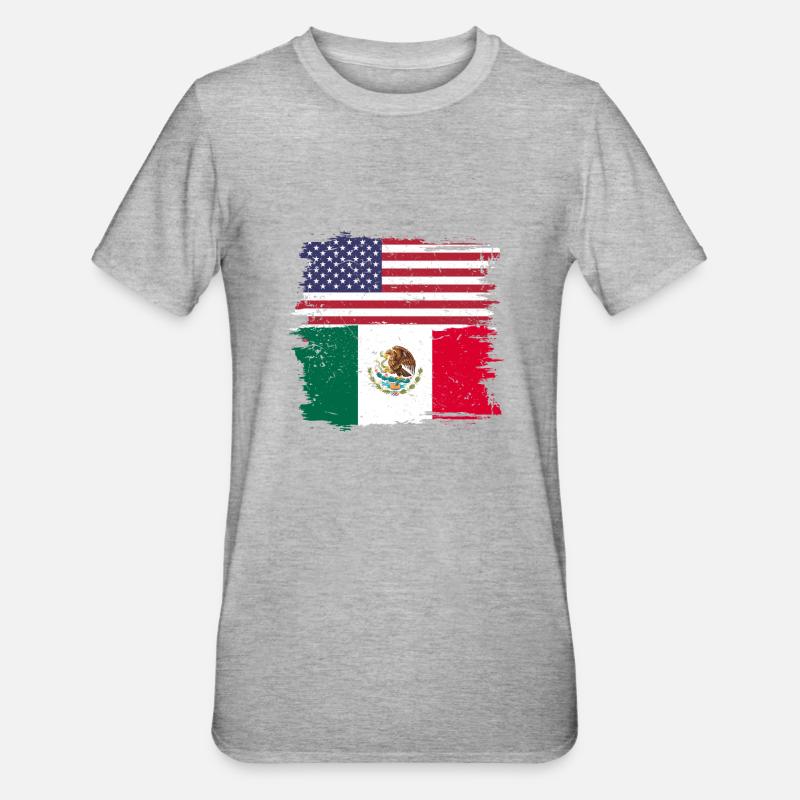 États-Unis Drapeau mexicain - T-shirt polycoton Unisexe - gris chiné