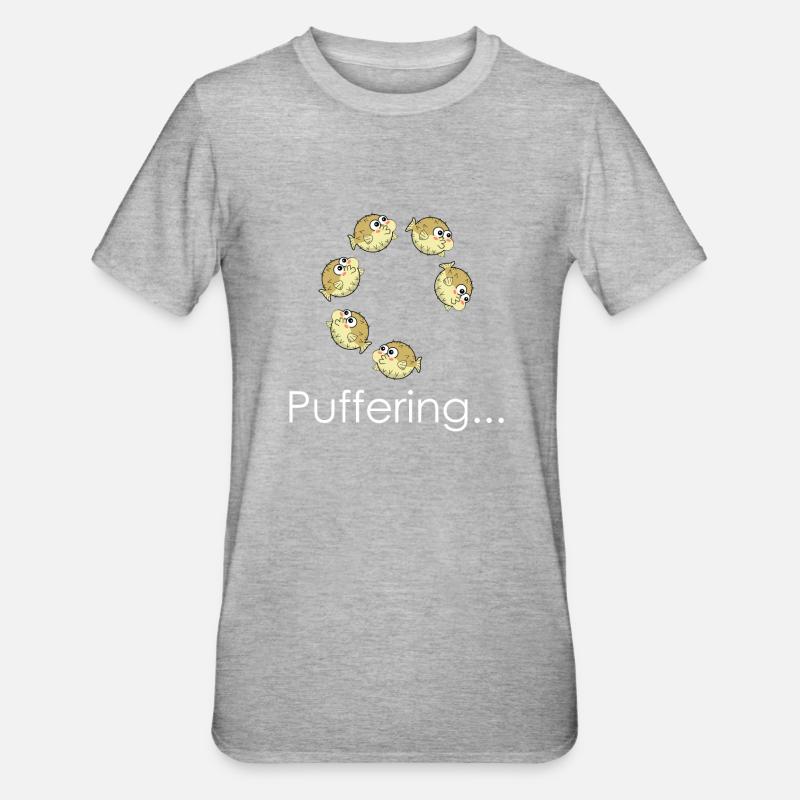 Bufferring Pufferfish - Unisex Polycotton T-Shirt - heather grey