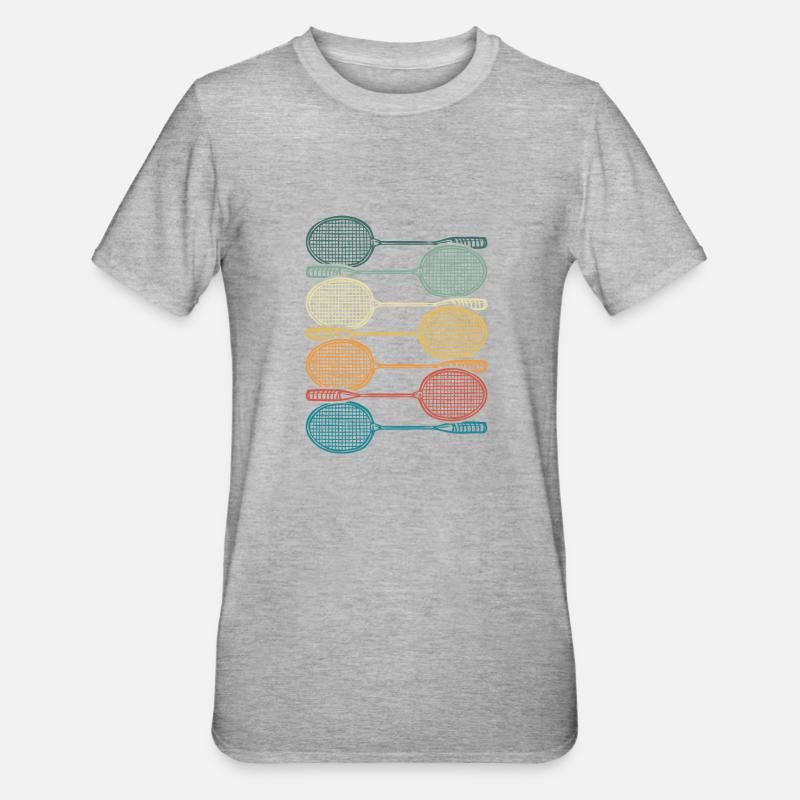 Bunte Badmintonschläger - Unisex Polycotton T-Shirt - Grau meliert