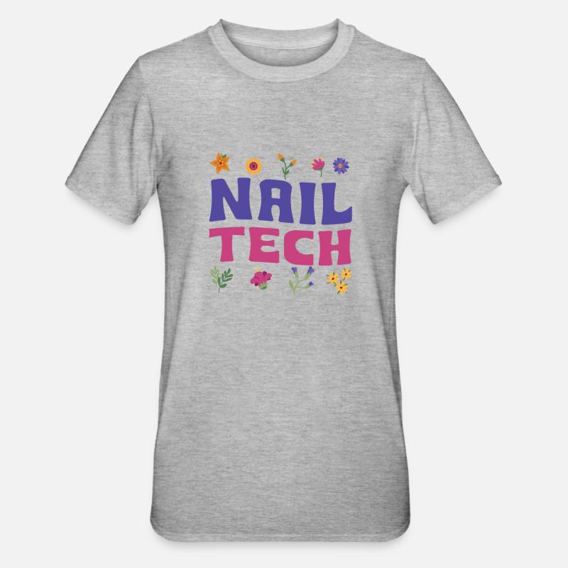 Nageltechnikerin Blumen Nagelstudio - Unisex Polycotton T-Shirt - Grau meliert