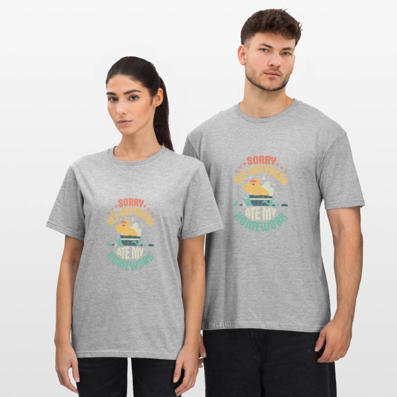 Désolé, mon capybara a mangé mes devoirs Capibara propriétaire T-shirt polycoton Unisexe