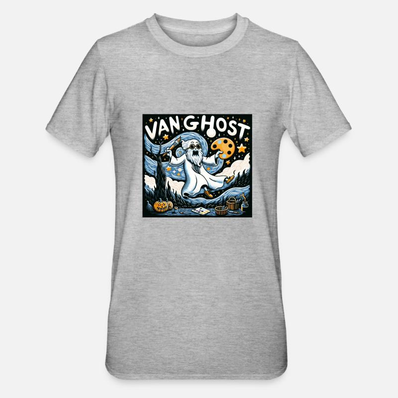 Van Ghost Art Professeur d’Halloween - T-shirt polycoton Unisexe - gris chiné