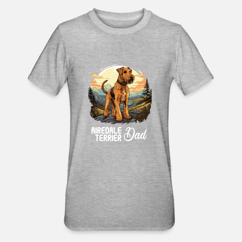 Chien Airedale Terrier - T-shirt polycoton Unisexe - gris chiné