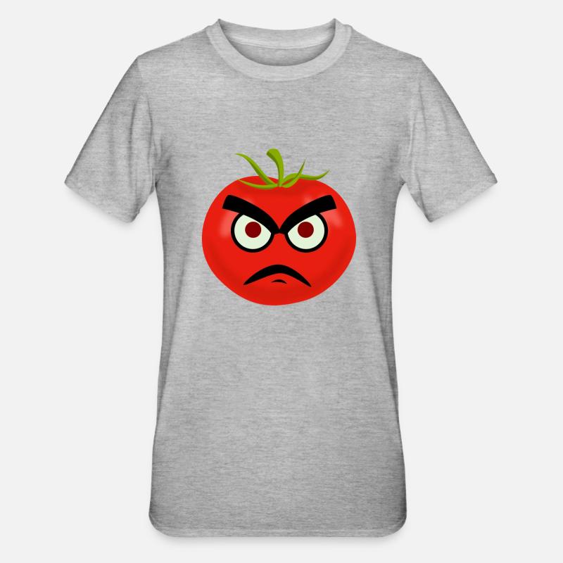Tomatoes Grumpy Tomato - Unisex Polycotton T-Shirt - heather grey