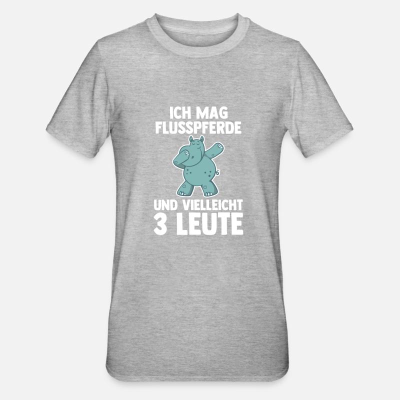 Nilpferd Flusspferd - Unisex Polycotton T-Shirt - Grau meliert