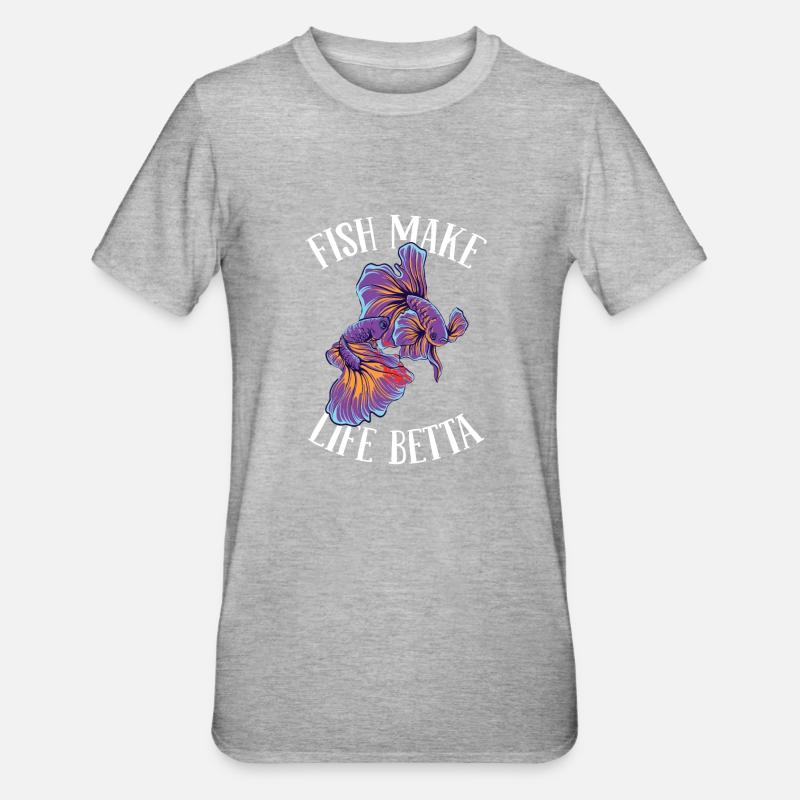 Combat de poissons Betta - T-shirt polycoton Unisexe - gris chiné