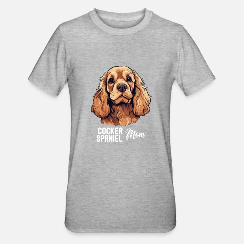 Hund Cocker Spaniel - Unisex Polycotton T-Shirt - Grau meliert