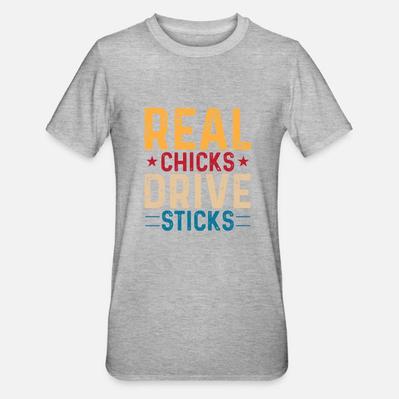 Real Chicks Ride Bâtons - T-shirt polycoton Unisexe - gris chiné
