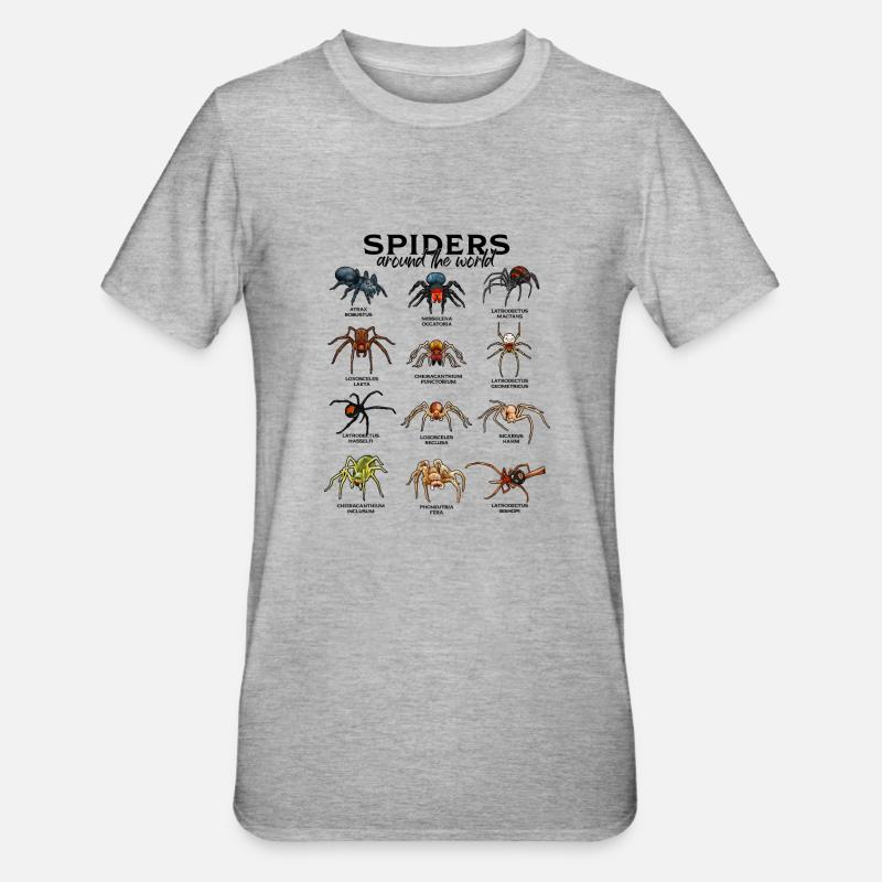 Araignées dans le monde - Araignées - T-shirt polycoton Unisexe - gris chiné