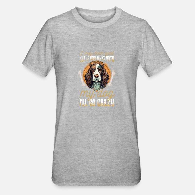 Hunderasse Englisch Springer-Spaniel - Unisex Polycotton T-Shirt - Grau meliert