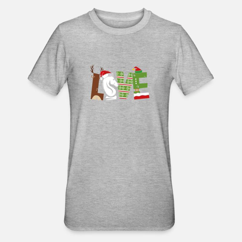 Pièces d’échecs Noël Amour - T-shirt polycoton Unisexe - gris chiné
