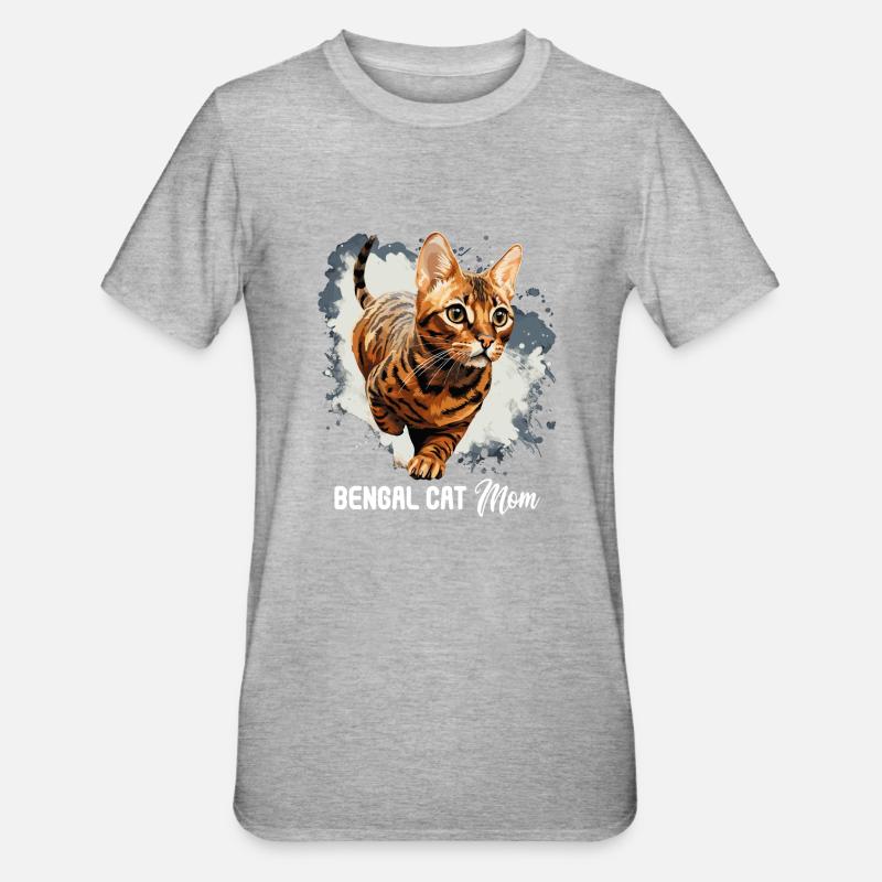 Chat du Bengale - T-shirt polycoton Unisexe - gris chiné