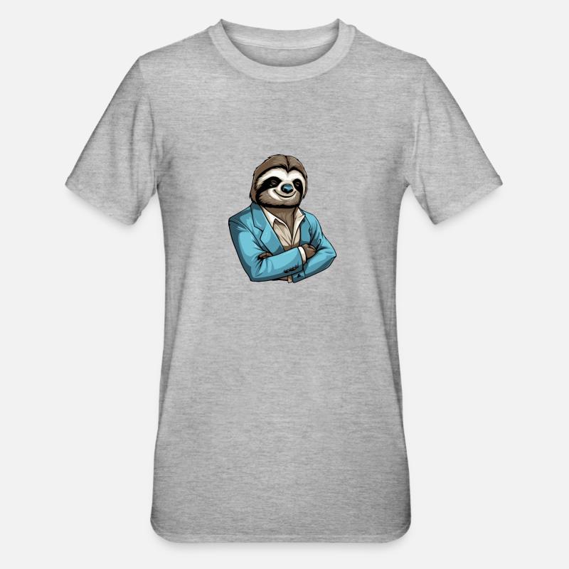 Faultier Cool - Unisex Polycotton T-Shirt - Grau meliert