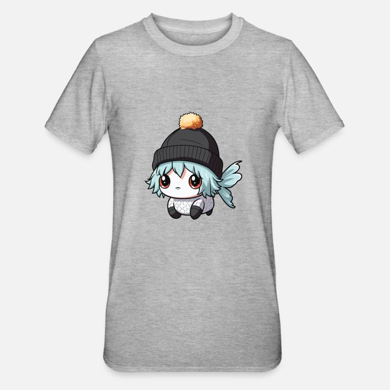 Fisch Winter Comic - Unisex Polycotton T-Shirt - Grau meliert