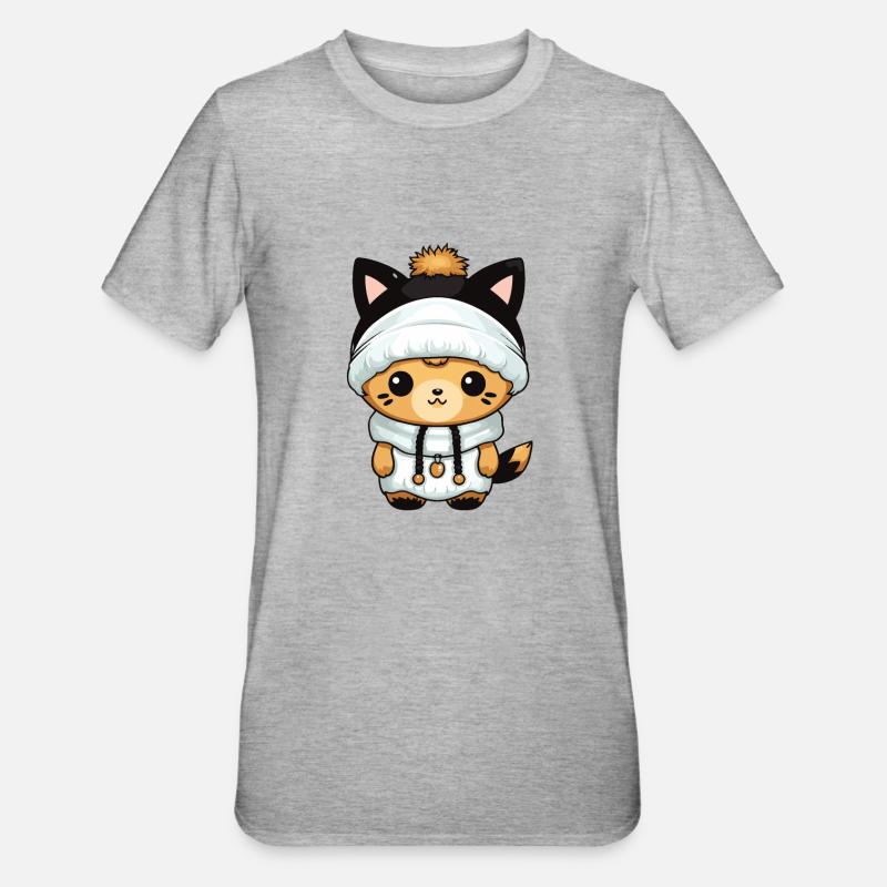 Fox Winter Comic - Unisex Polycotton T-Shirt - heather grey