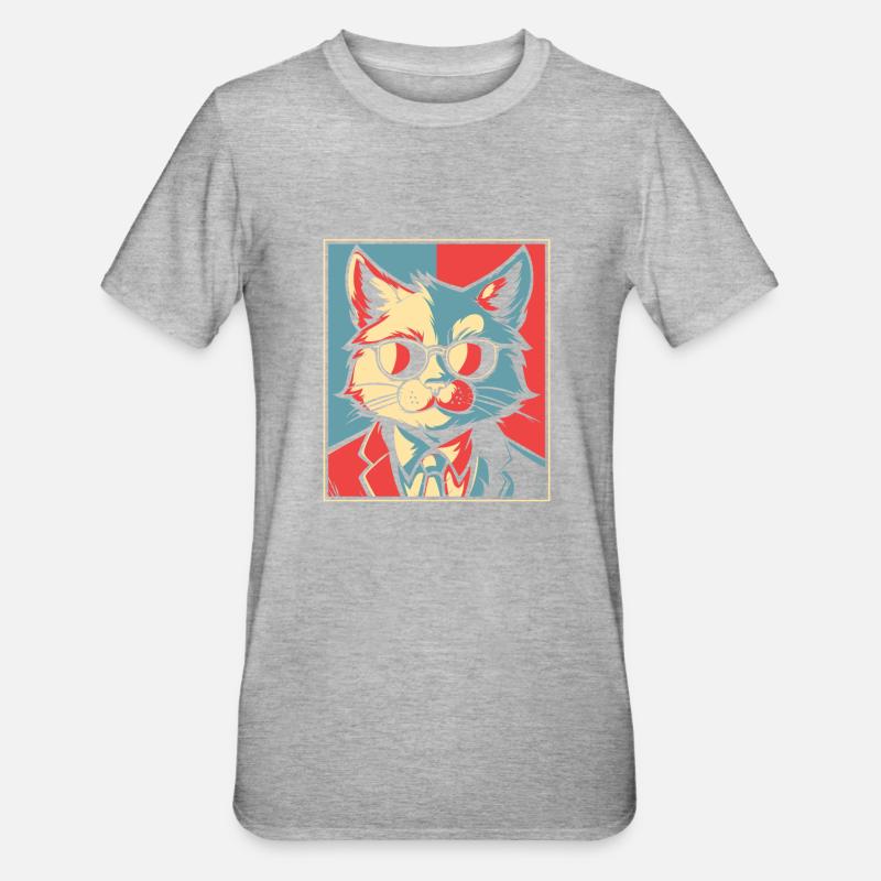 Chat - T-shirt polycoton Unisexe - gris chiné