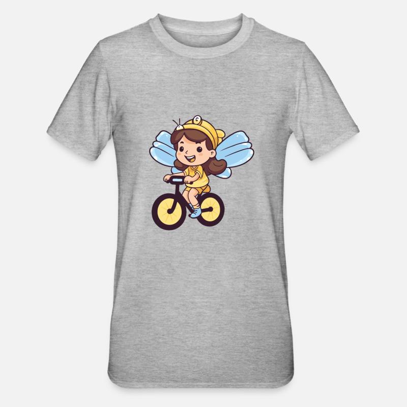 Fée Mignon Vélo Bande Dessinée - T-shirt polycoton Unisexe - gris chiné