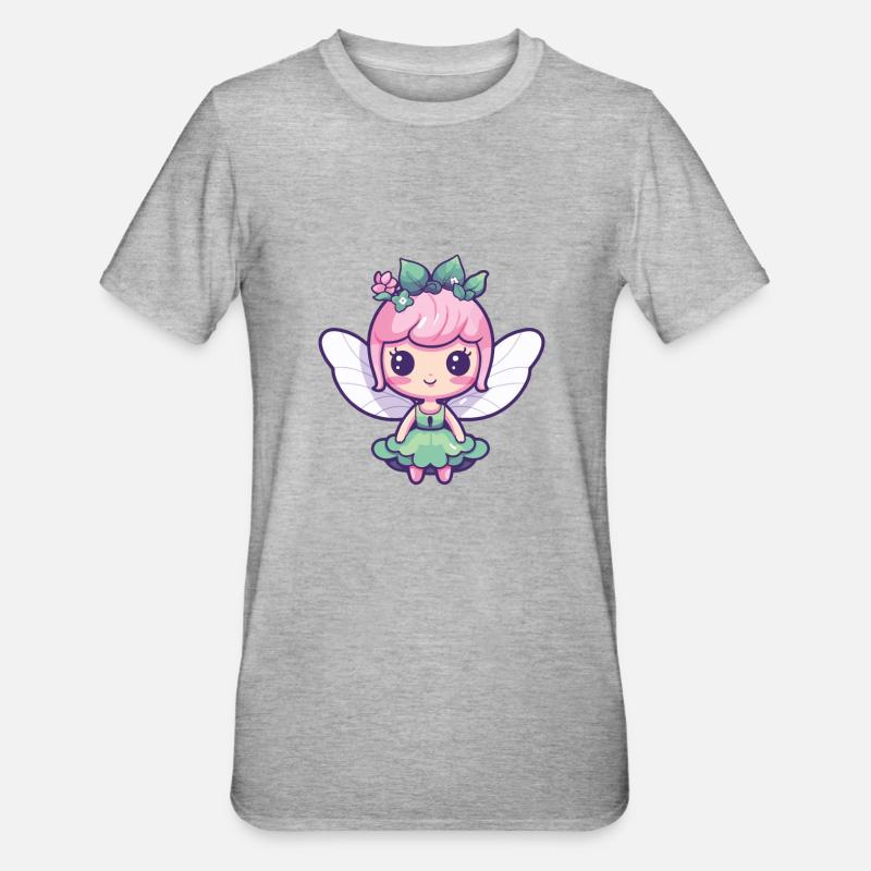 Fée Bande Dessinée Mignonne - T-shirt polycoton Unisexe - gris chiné