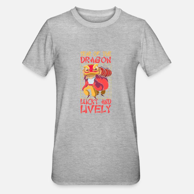 Année du Dragon 2024 - T-shirt polycoton Unisexe - gris chiné