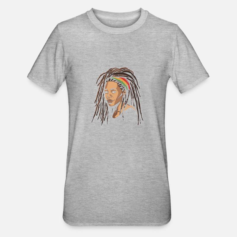 Dreadlocks de cheveux Rasta Dreads - T-shirt polycoton Unisexe - gris chiné
