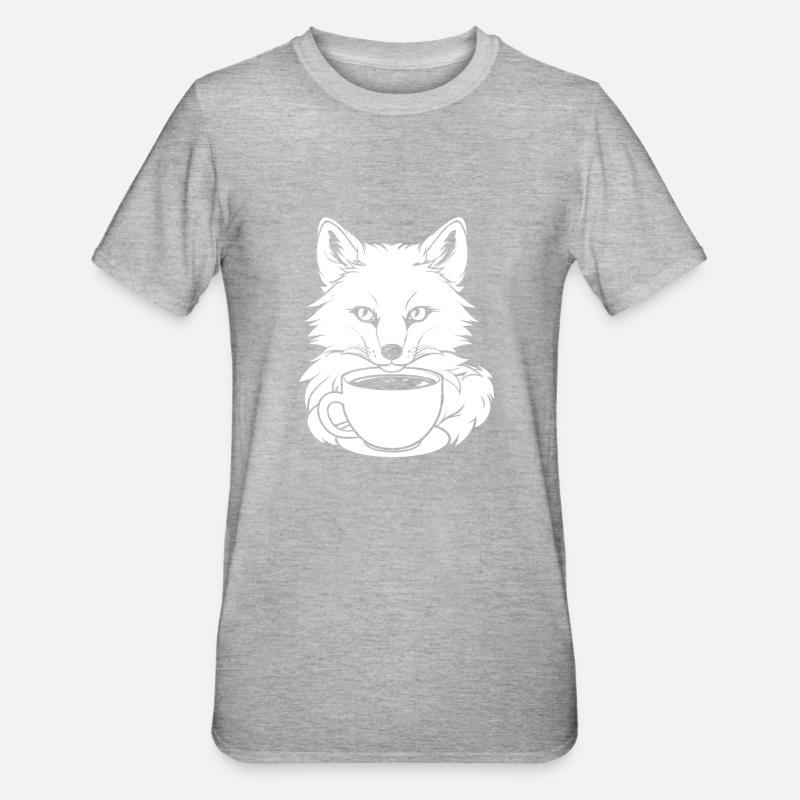 Fuchs Kaffee - Unisex Polycotton T-Shirt - Grau meliert
