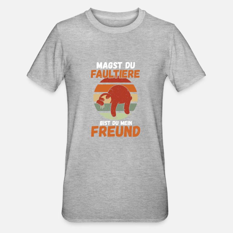 Faultier - Unisex Polycotton T-Shirt - Grau meliert