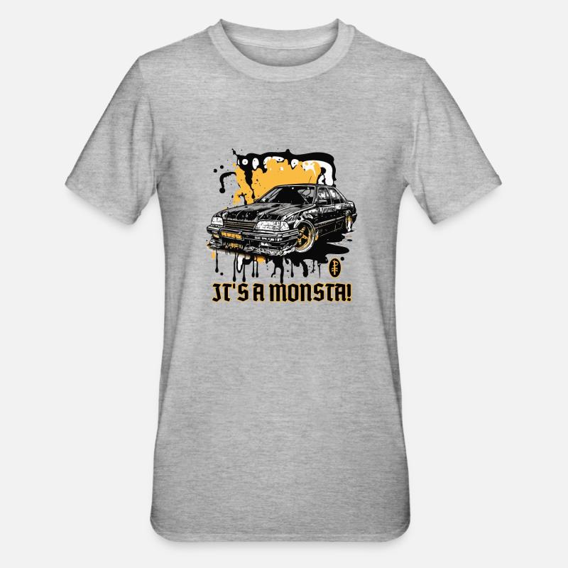 Une voiture monstrueuse monstrueuse - T-shirt polycoton Unisexe - gris chiné