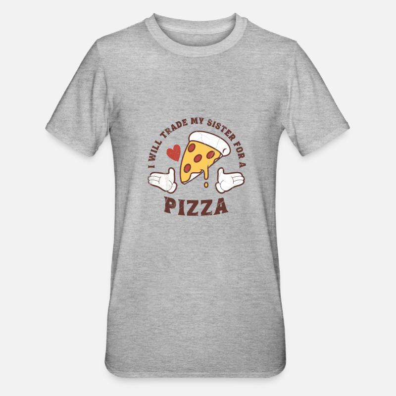 Échange de pizzas - T-shirt polycoton Unisexe - gris chiné