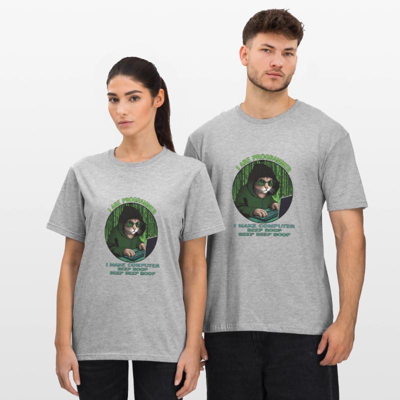 Ich bin Programmierer, grün, Programmierkatze Unisex Polycotton T-Shirt