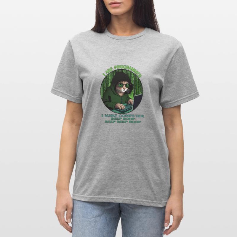 Ich bin Programmierer, grün, Programmierkatze Unisex Polycotton T-Shirt
