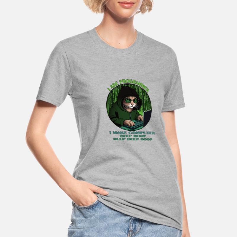 Ich bin Programmierer, grün, Programmierkatze Unisex Polycotton T-Shirt