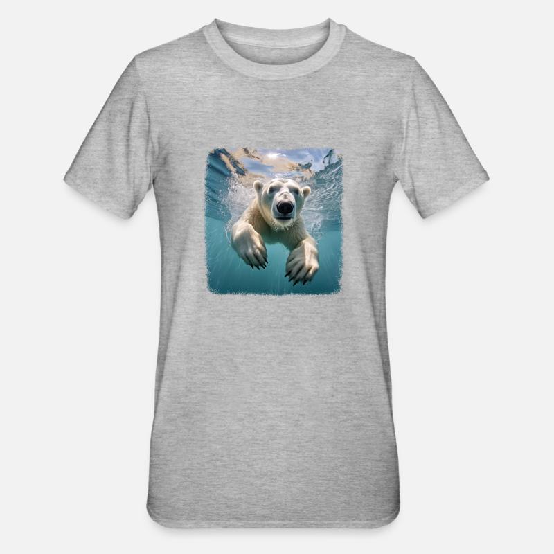 Eisbären realistic Eisbär - Unisex Polycotton T-Shirt - Grau meliert