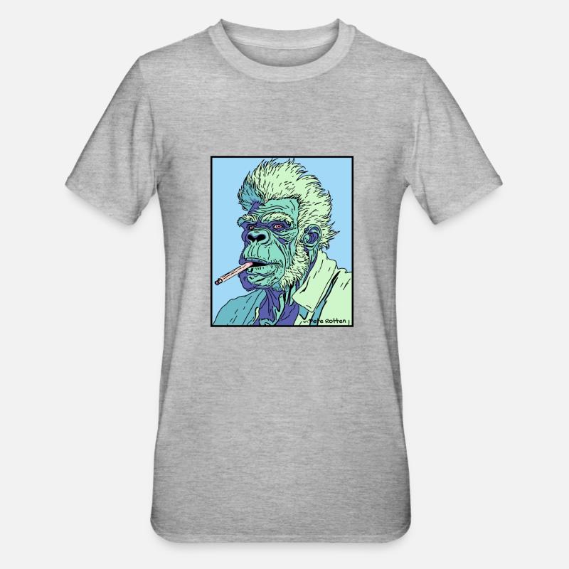 Fumer Grand-père Singe - T-shirt polycoton Unisexe - gris chiné