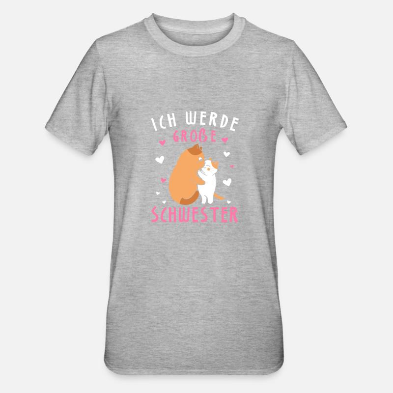 Ich werde große Schwester - Unisex Polycotton T-Shirt - Grau meliert