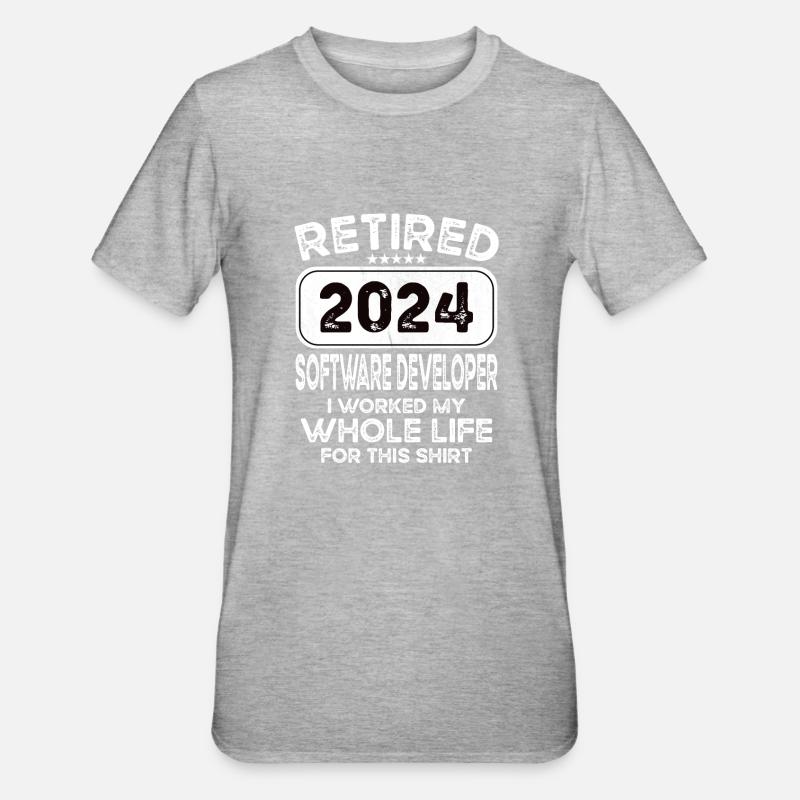 Retired Software developer 2024 - Unisex Polycotton T-Shirt - heather grey