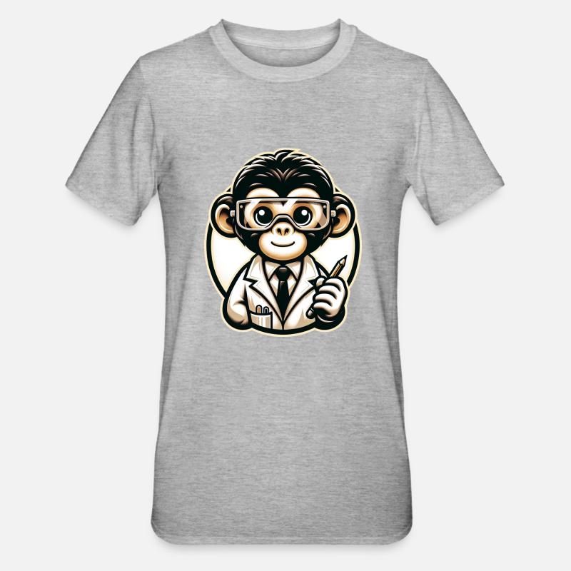 Singe mignon scientifique - T-shirt polycoton Unisexe - gris chiné