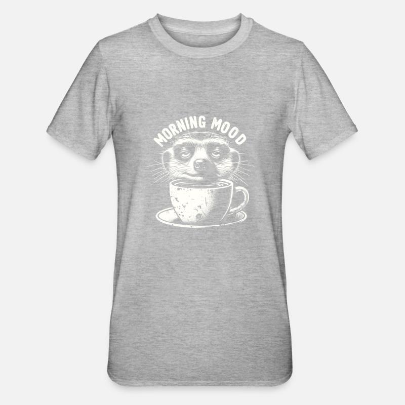 Erdmännchen Kaffee - Unisex Polycotton T-Shirt - Grau meliert