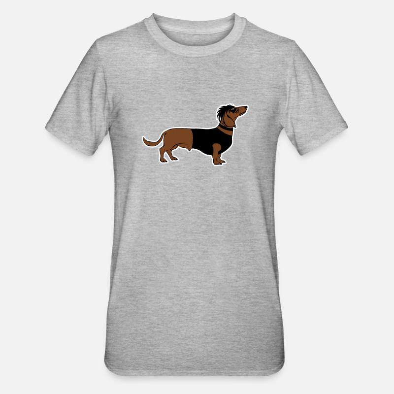 Goth Dachshund Gothic - Unisex Polycotton T-Shirt - Grau meliert