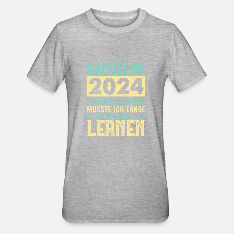 Bachelor 2024 Geschenkidee Abschluss - Unisex Polycotton T-Shirt - Grau meliert