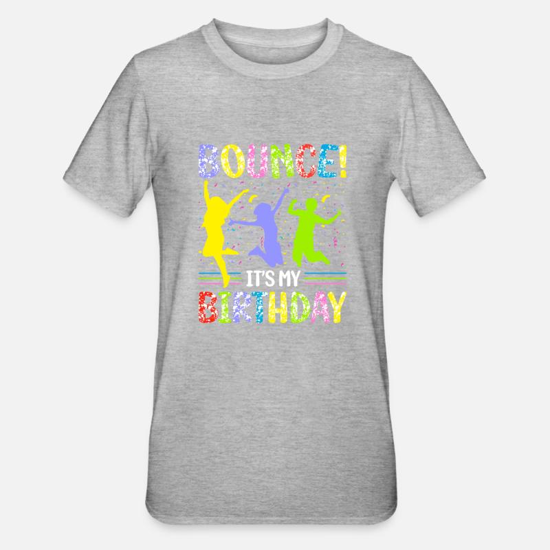 Fête d’anniversaire trampoline - T-shirt polycoton Unisexe - gris chiné