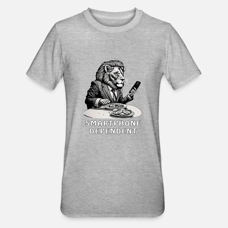 LEOWE DÉPENDANT DU SMARTPHONE - T-shirt polycoton Unisexe - gris chiné