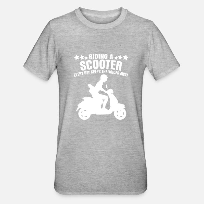 Scooter Riding Motorcycle - Unisex Polycotton T-Shirt - heather grey