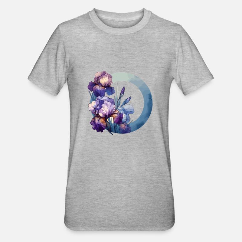 Iris dessinés - T-shirt polycoton Unisexe - gris chiné