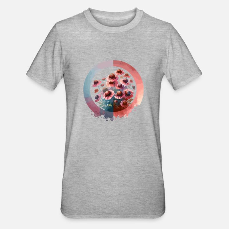 Helenium Drawn - Unisex Polycotton T-Shirt - heather grey