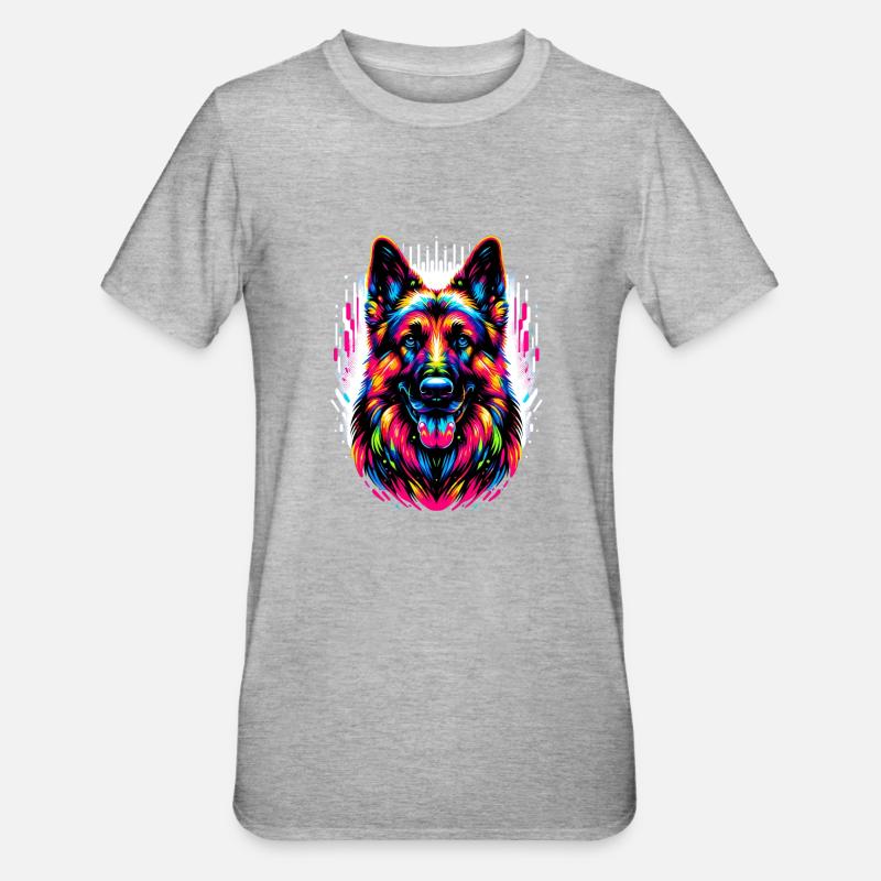 Schäferhund, deutscher Schäferhund - Unisex Polycotton T-Shirt - Grau meliert