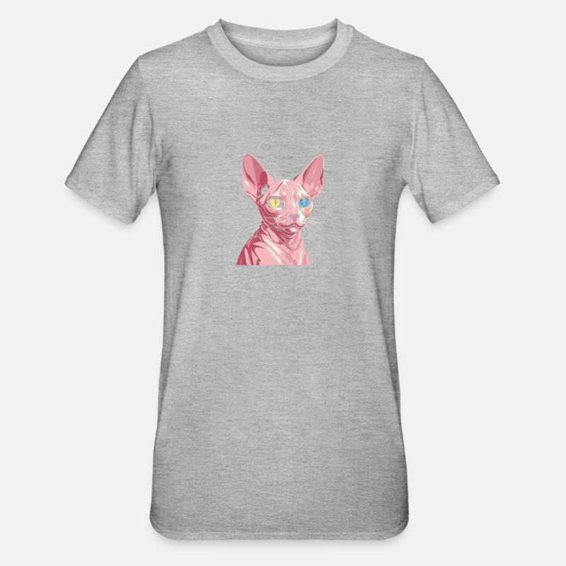 Chat Sphynx - T-shirt polycoton Unisexe - gris chiné